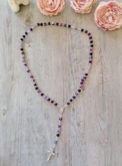 Chapelet perles Agate véritable Violet