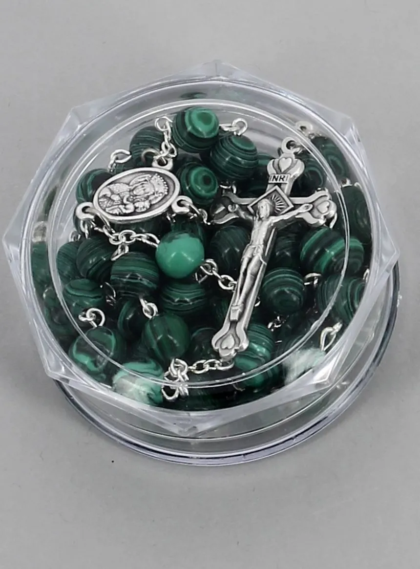 Chapelet perles Malachite véritable Vert