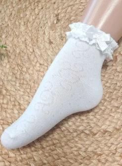 Chaussettes bébé fille dentelle et noeud