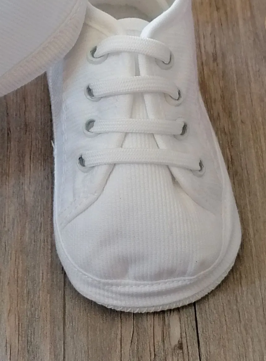 Chaussons baptême basket garçon côtelé Loris