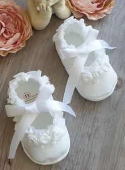 Chaussons baptême bébé fille ballerine dentelle