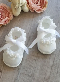 Chaussons baptême bébé fille ballerine dentelle
