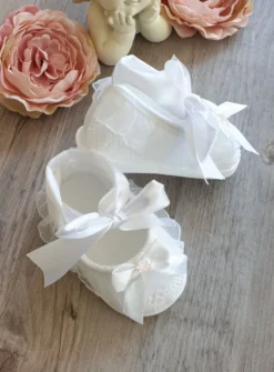 Chaussons baptême bébé fille ballerine ruban