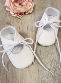 Chaussons baptême bébé fille cuir