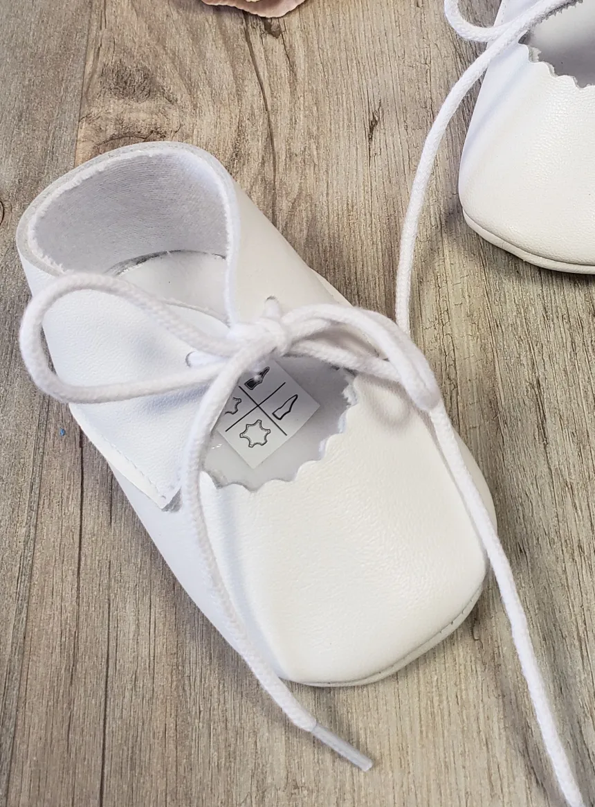 Chaussons baptême bébé fille cuir