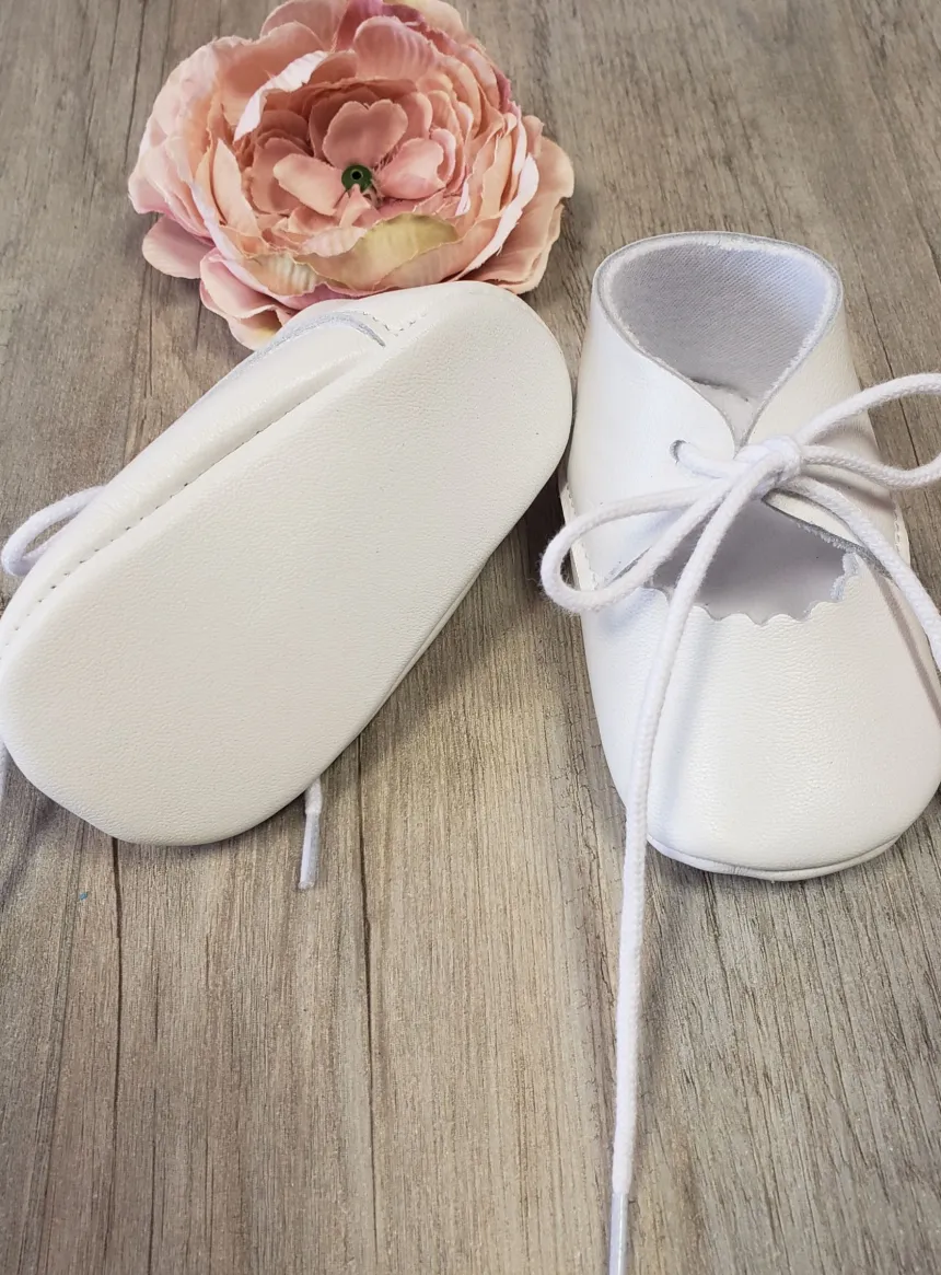 Chaussons baptême bébé fille cuir