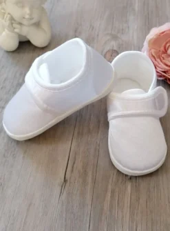 Chaussons baptême bébé garçon satin scratch