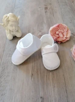 Chaussons baptême bébé garçon satin scratch
