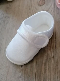 Chaussons baptême bébé garçon satin scratch