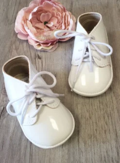 Chaussons baptême blanc verni bébé garçon