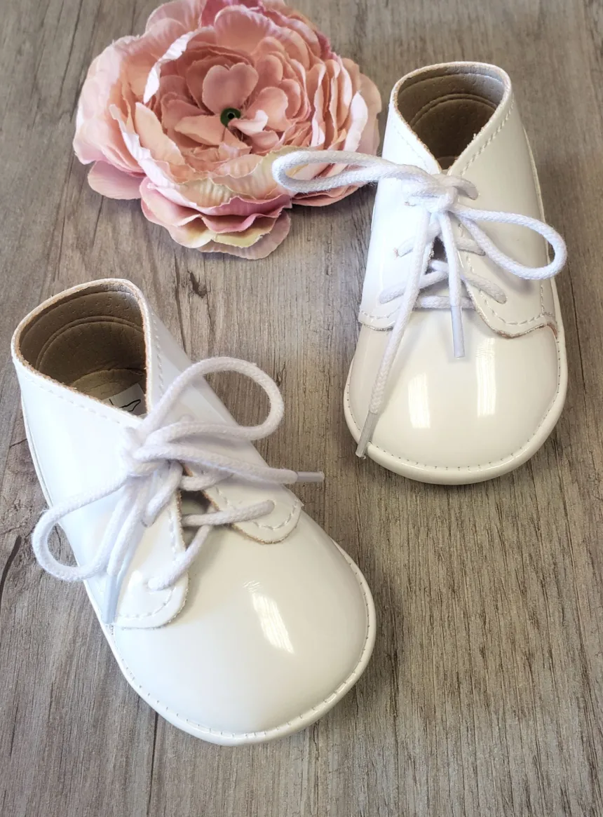 Chaussons baptême blanc verni bébé garçon