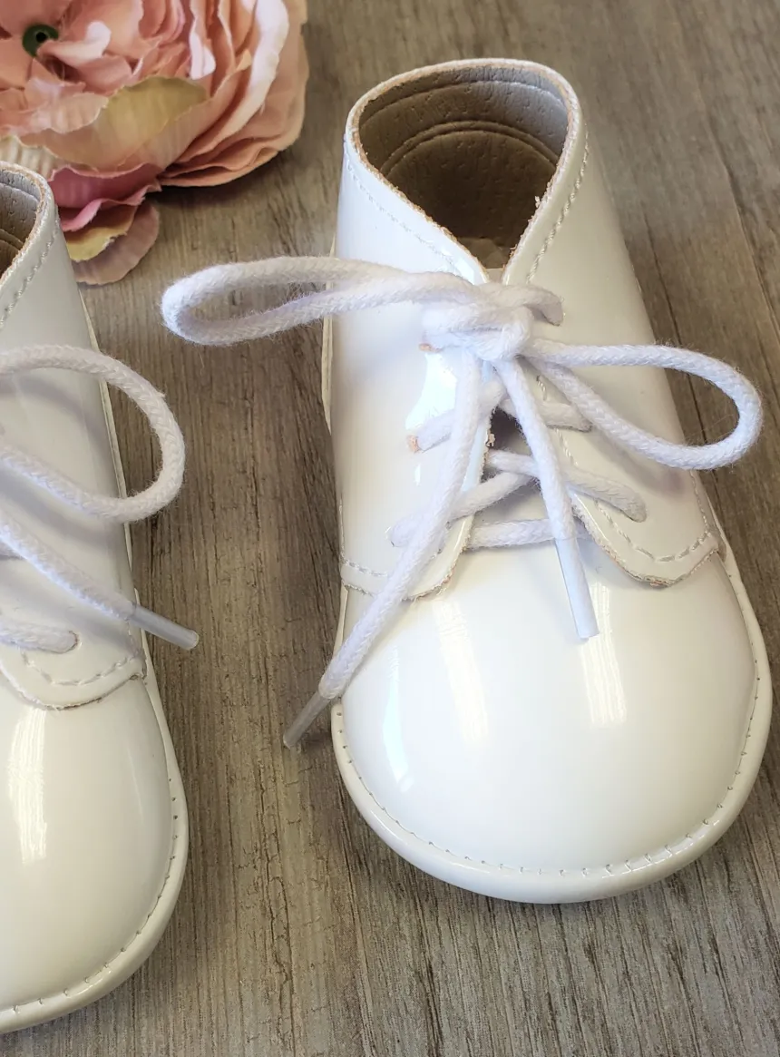 Chaussons baptême blanc verni bébé garçon