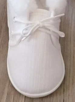 Chaussons baptême hiver bébé garçon lin fourrure