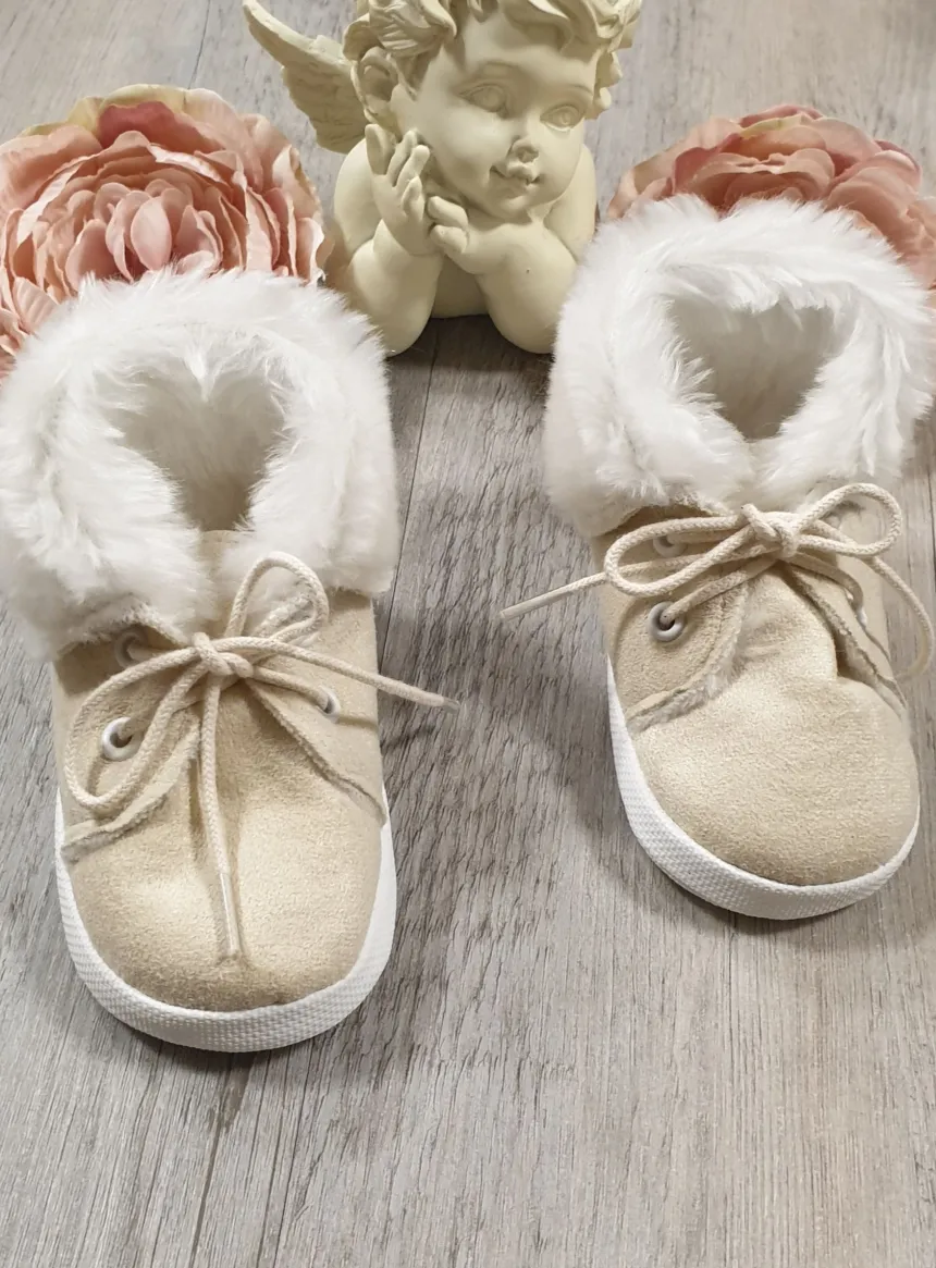 Chaussons bébé garçon nubuck Ryan fourrure lacet