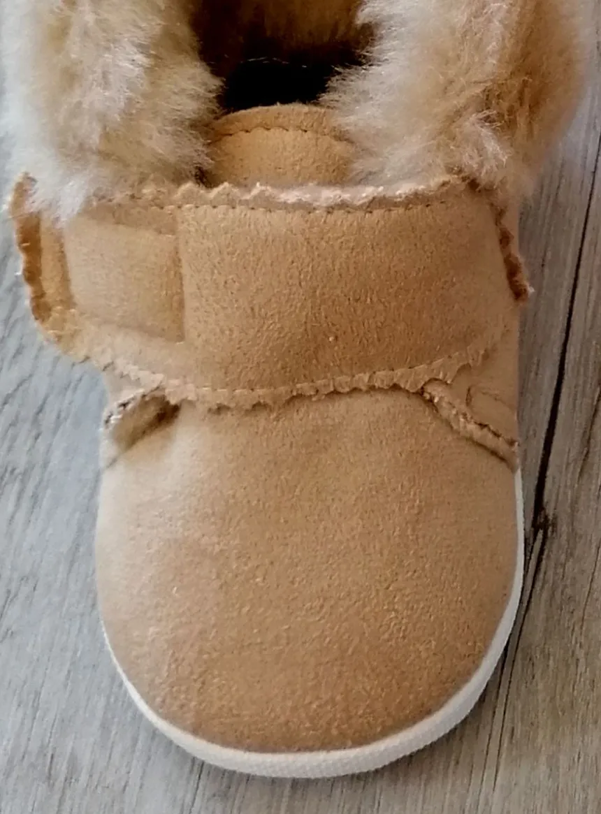 Chaussons bébé garçon nubuck Ryan fourrure velcro