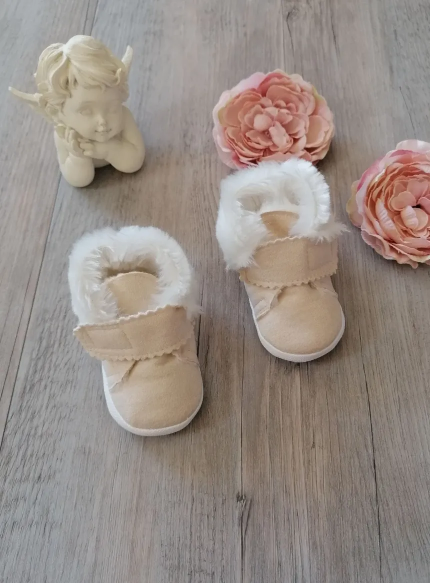 Chaussons bébé garçon nubuck Ryan fourrure velcro