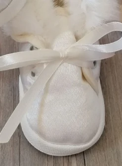 Chaussons bébé garçon satin Ryan fourrure