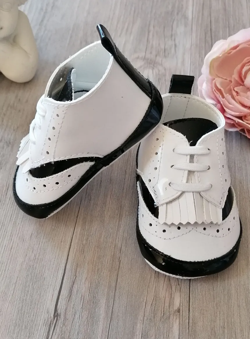 Chaussons cérémonie bébé garcon Derby bicolor