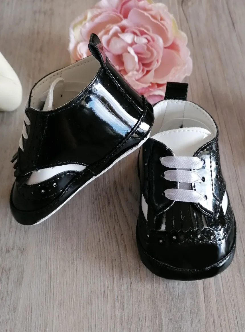 Chaussons cérémonie bébé garcon Derby bicolor