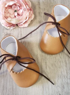 Chaussons cuir bébé fille cérémonie
