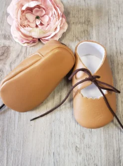 Chaussons cuir bébé fille cérémonie