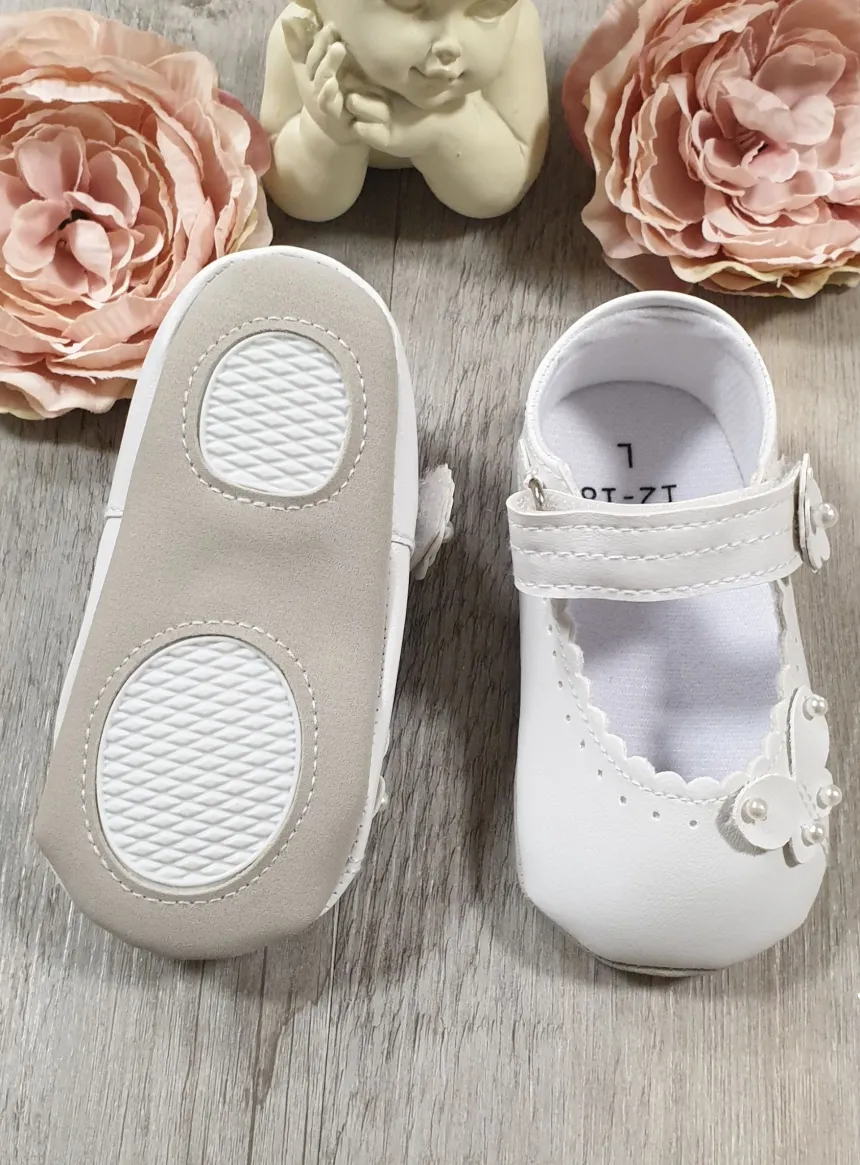 Chaussons de baptême fille Papillon