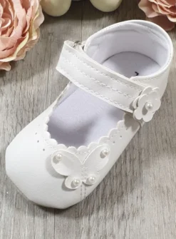 Chaussons de baptême fille Papillon