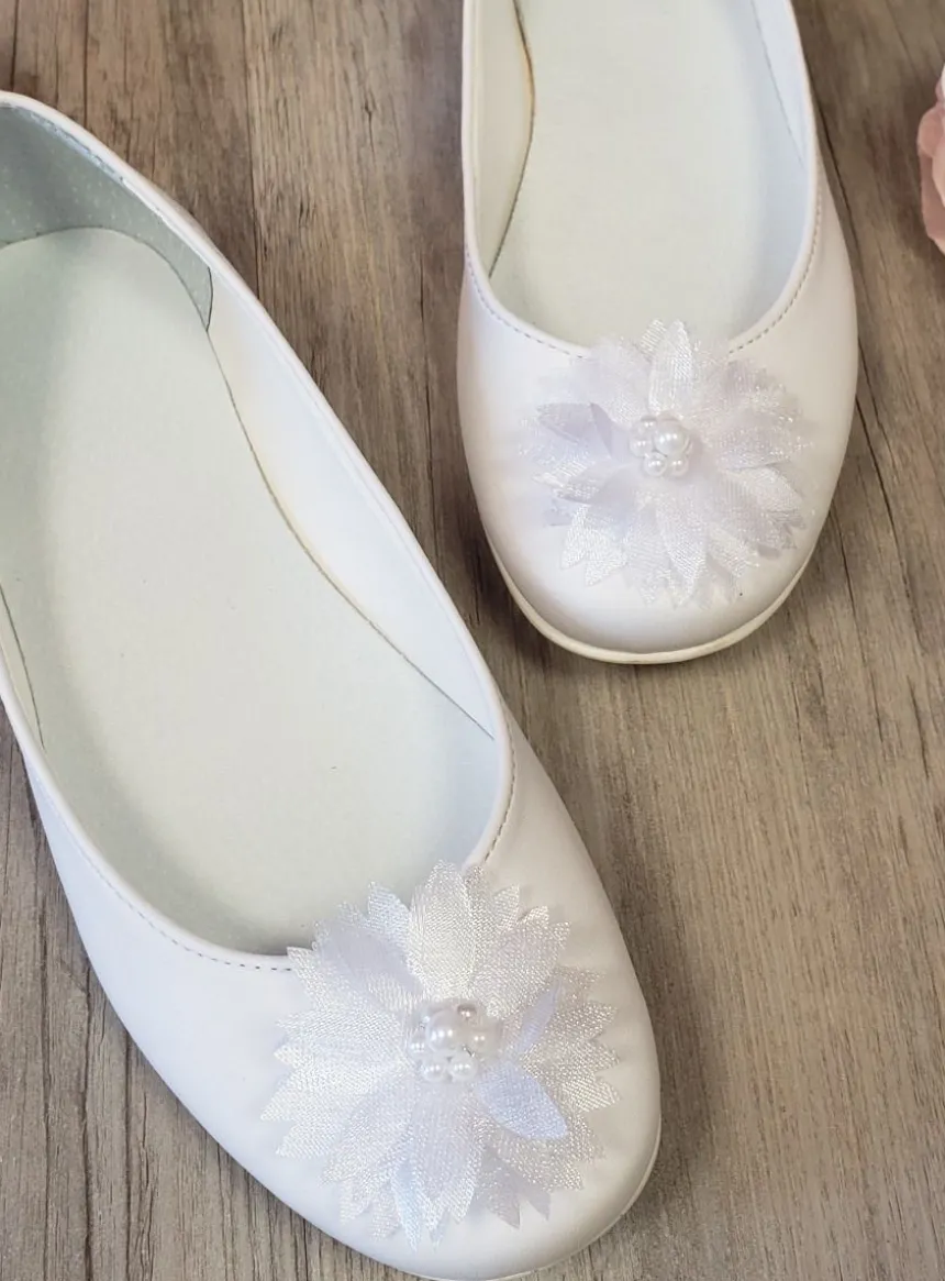 Chaussures ballerines cérémonie fille fleur tissus