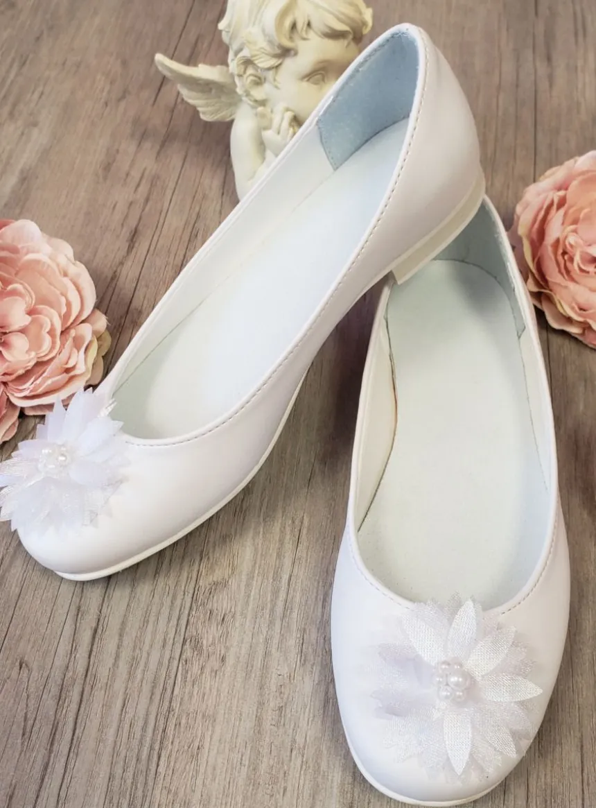 Chaussures ballerines cérémonie fille fleur tissus