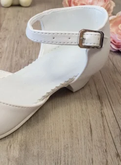 Chaussures communion fille petits talons fleur tissu