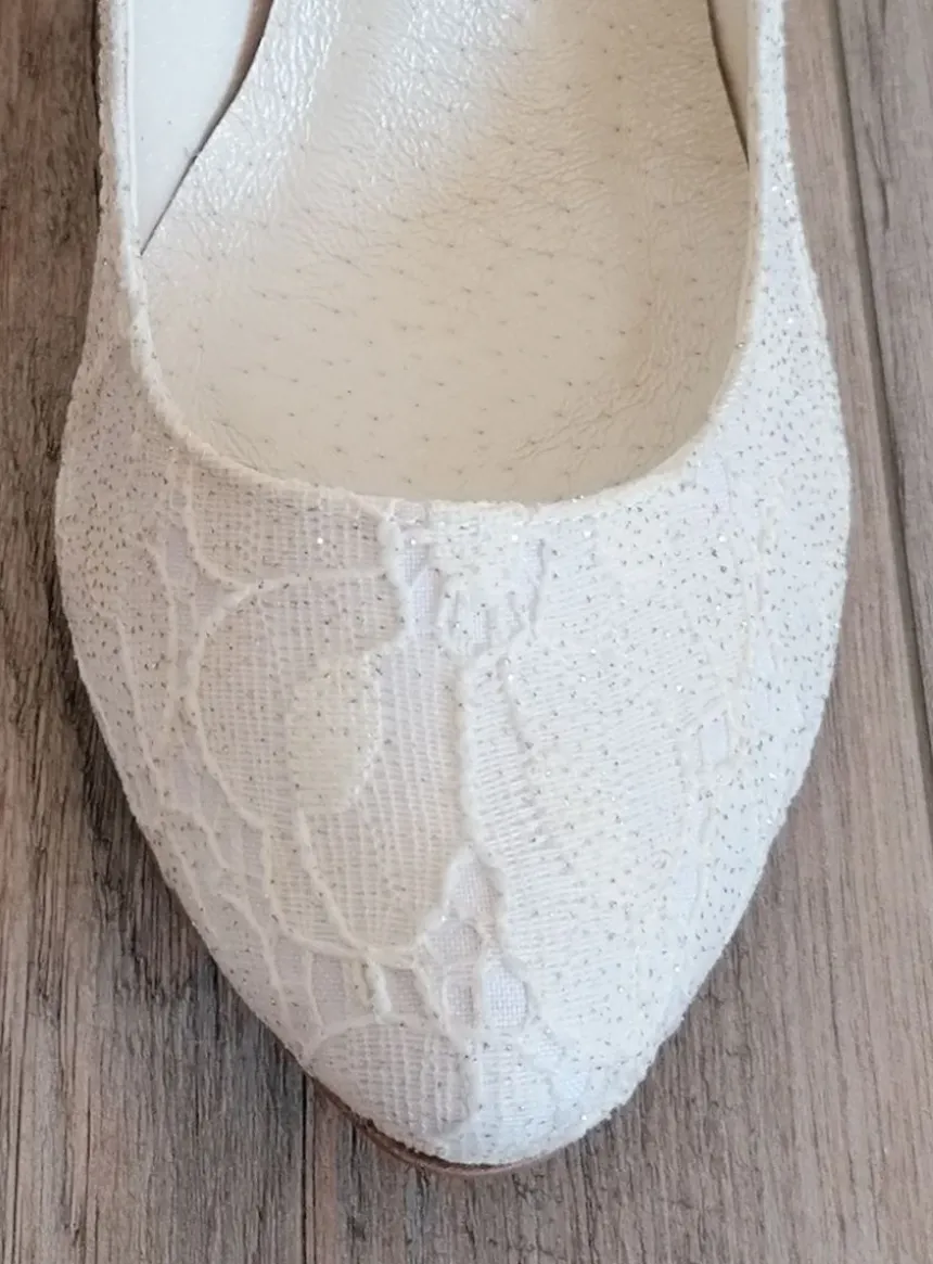 Chaussures cérémonie femme dentelle et talon Ivoire - Ecru 35