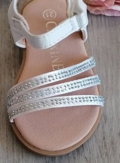 Chaussures cérémonie fille nu-pied satin et strass