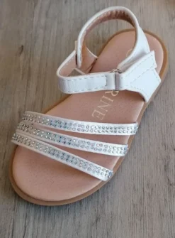 Chaussures cérémonie fille nu-pied satin et strass