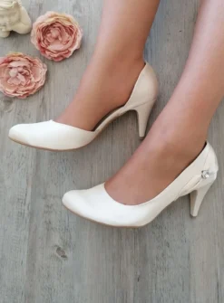 Chaussures mariage femme satin et strass Ivoire - Ecru 35