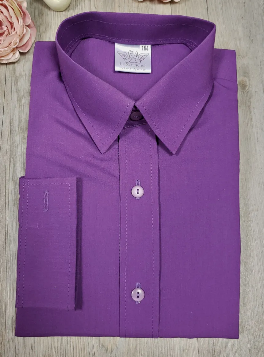 Chemise enfant habillée couleur manches longues