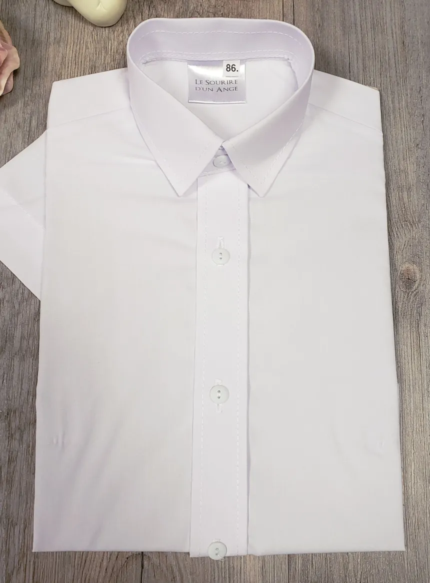 Chemise enfant manches courtes blanche ou écrue