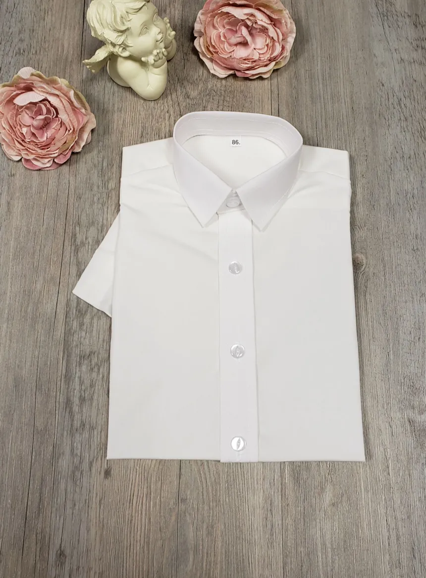 Chemise enfant manches courtes blanche ou écrue