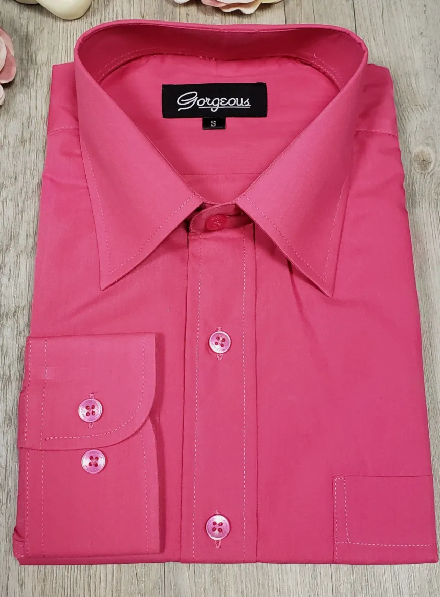 Chemise enfant manches longues Rose fushia 18 ans