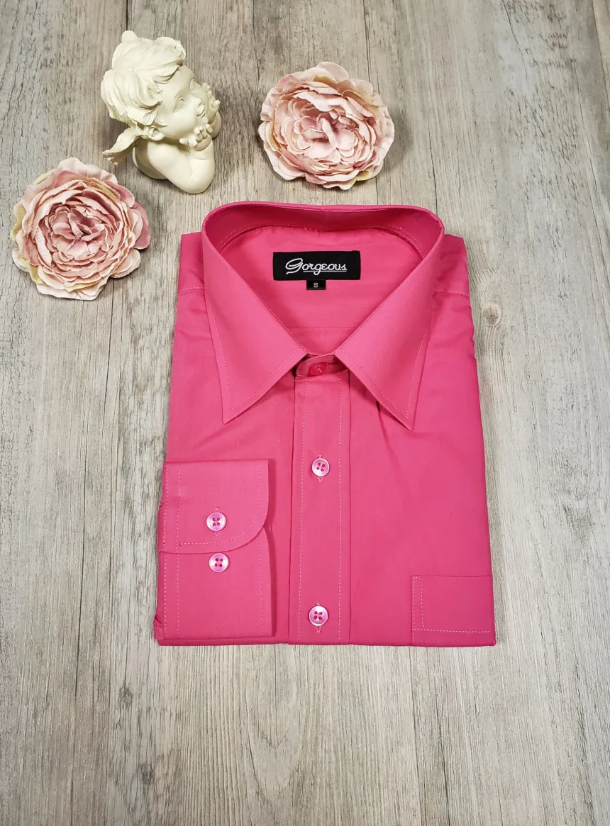 Chemise enfant manches longues Rose fushia 18 ans