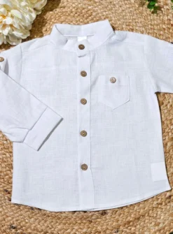 Chemise en lin blanche col mao