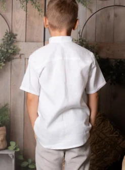 Chemise garçon en lin manches courtes
