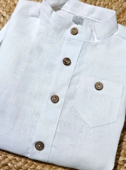 Chemise garçon en lin manches courtes