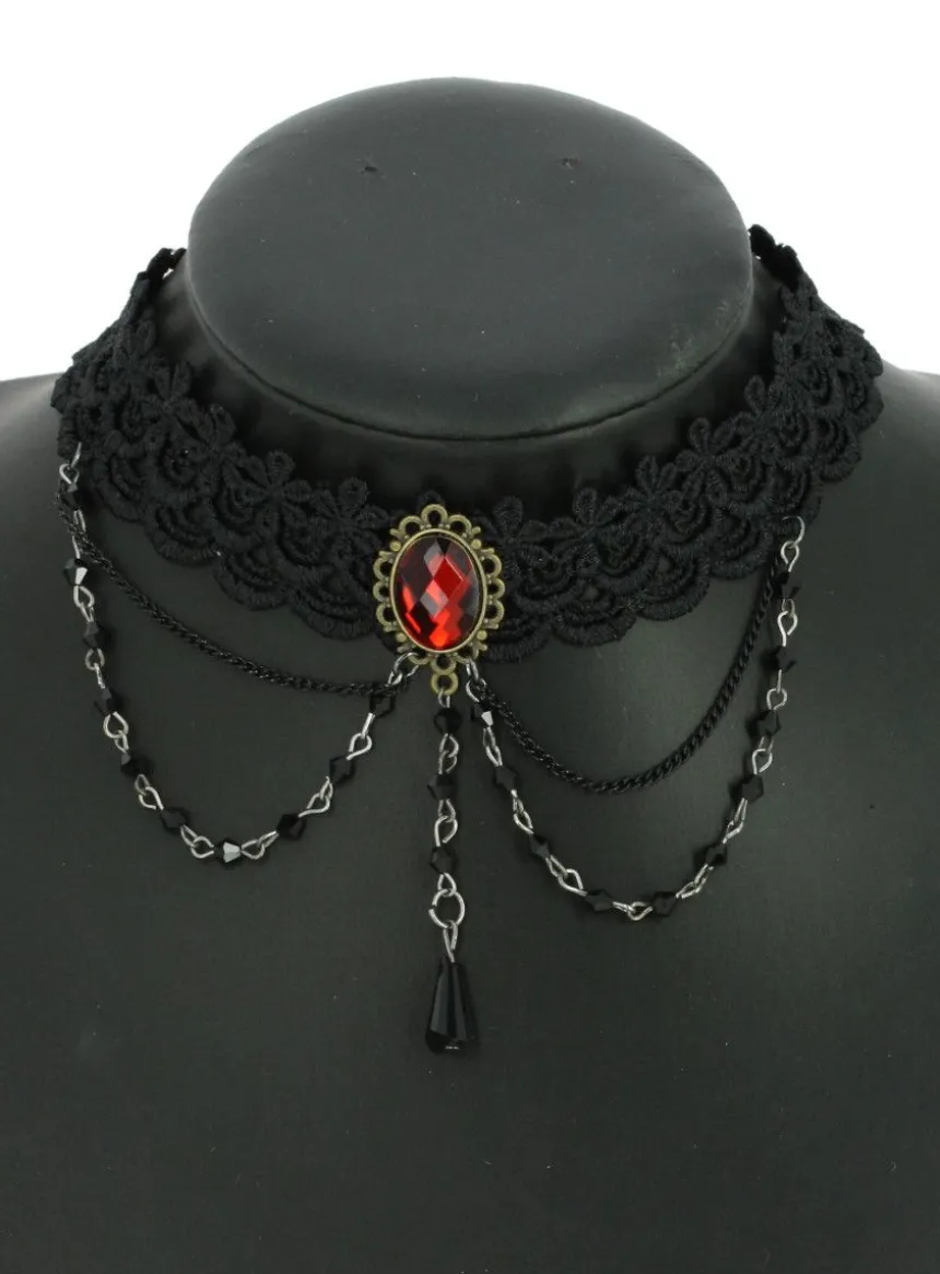 Chocker ras du cou dentelle noire Noir