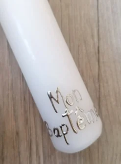 Cierge baptême Colombe et eau - Personnalisable
