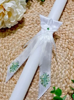Cierge Baptême personnalisable collection Croix Fleurie