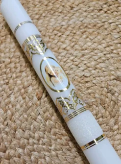 Cierge de bapteme bébé et ange - personnalisable Blanc