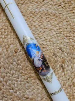Cierge de baptême avec bébé béni - Personnalisable Blanc