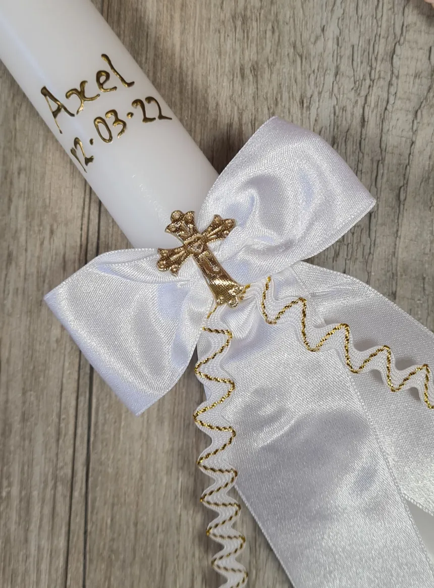 Cierge pour Baptême Croix