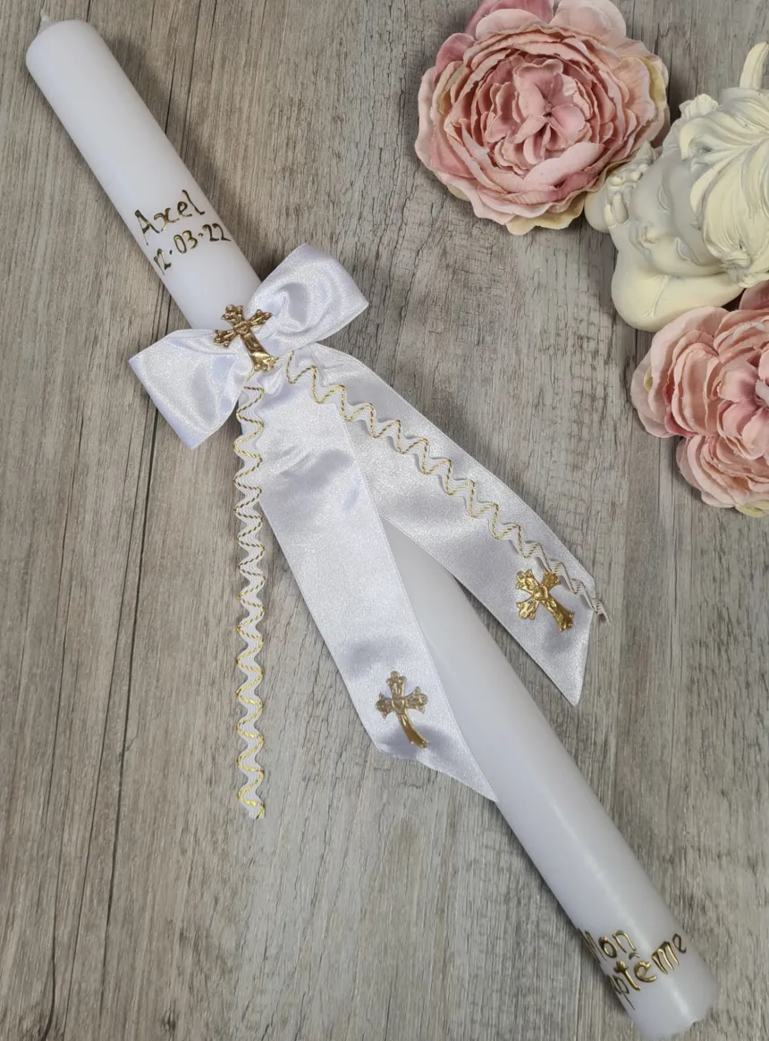 Cierge pour Baptême Croix