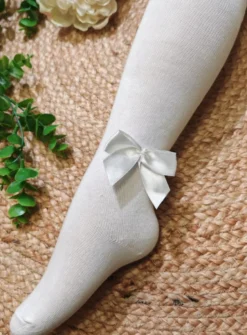 Collant de cérémonie bébé fille avec noeud satin